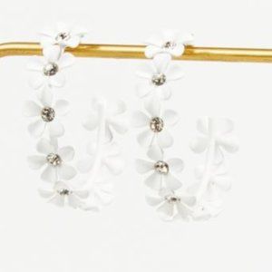 Flower Encrusted Hoop Earrings